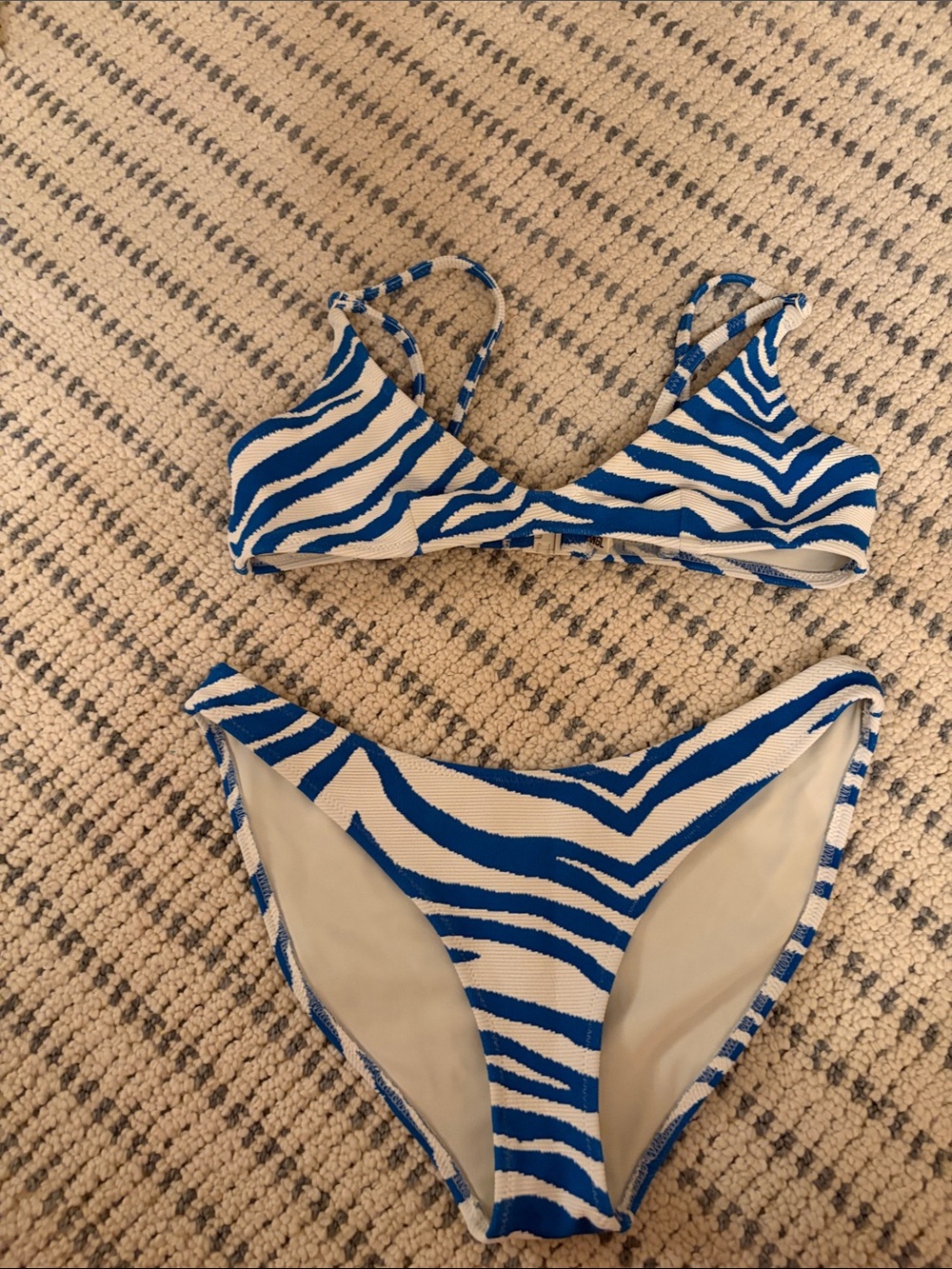 triangl swimwear Blue and White Zebra Print Bikini
